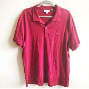 Lacoste Polo Shirt Red Pique Short Sleeve Polo w/ Tonal Croc Sz XXL EUC Preppy